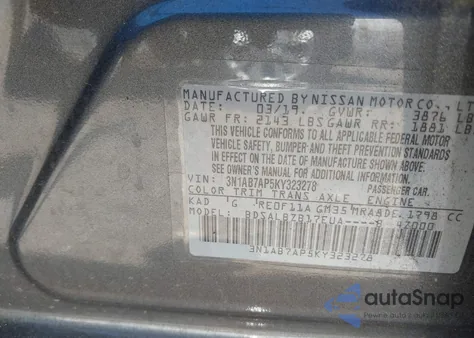 2019 Nissan Sentra S from USA, damaged, VIN 3N1AB7AP5KY323278